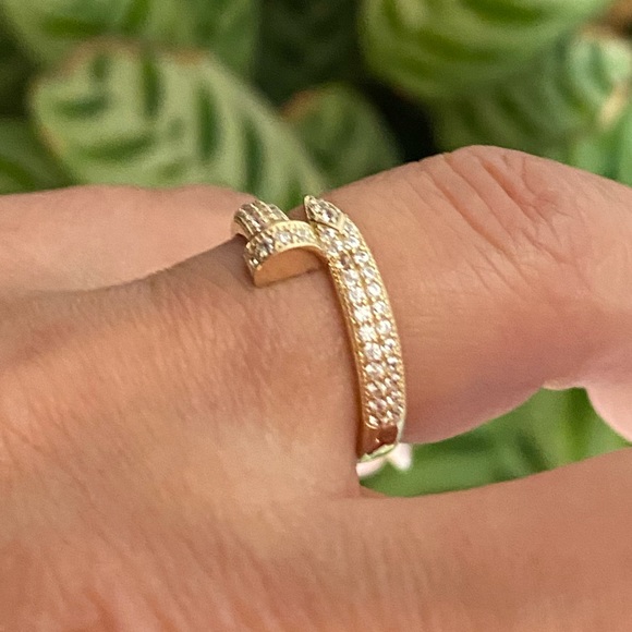 New Solid 14K Gold designer Nail Ring - Picture 13 of 16